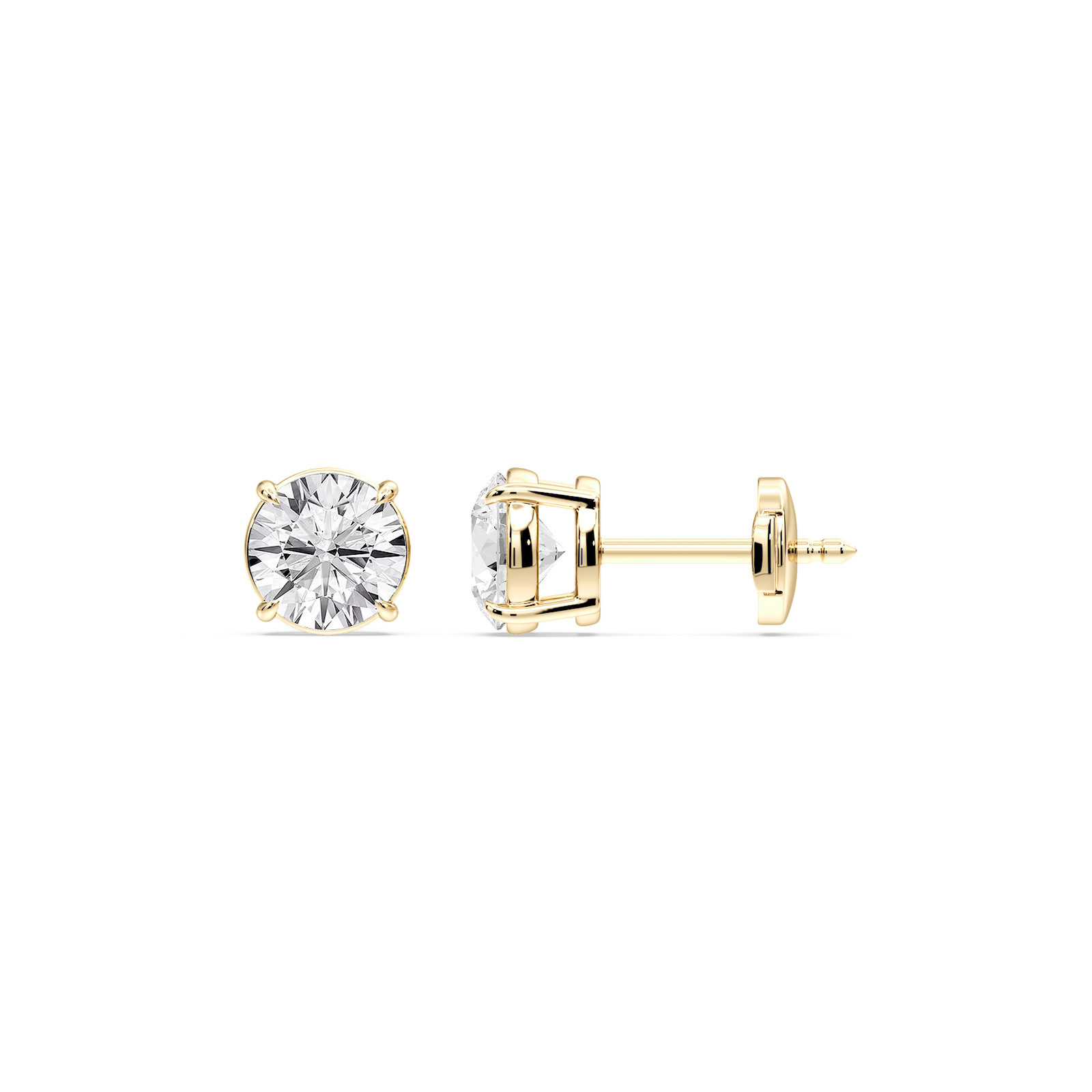 Round Certified Lab Grown Diamond Claw Prong Guardian Back Stud Earrings