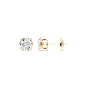 Round Certified Lab Grown Diamond Claw Prong Guardian Back Stud Earrings