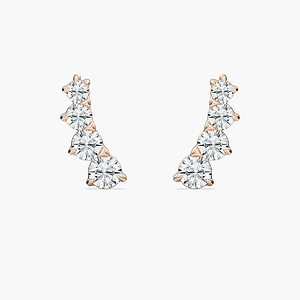 7/8 ctw Round Lab Grown Diamond Graduated Climber Earrings