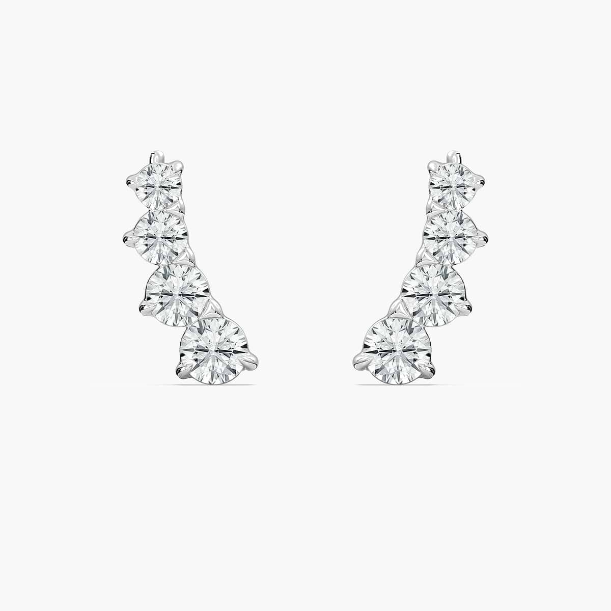 7/8 ctw Round Lab Grown Diamond Graduated Climber Earrings
