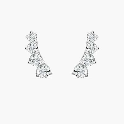 7/8 ctw Round Lab Grown Diamond Graduated Climber Earrings
