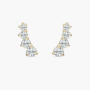 7/8 ctw Round Lab Grown Diamond Graduated Climber Earrings