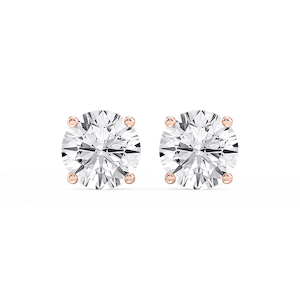Round Lab Grown Diamond Hidden Halo Stud Earrings