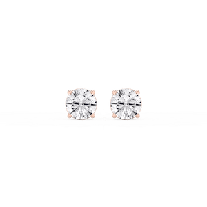 Round Lab Grown Diamond Classic Four Prong Stud Earrings