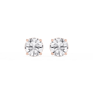 Round Lab Grown Diamond Classic Four Prong Stud Earrings