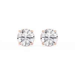 Round Lab Grown Diamond Classic Four Prong Stud Earrings