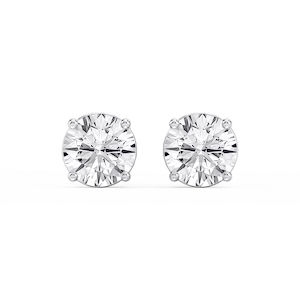 Round Lab Grown Diamond Classic Four Prong Stud Earrings