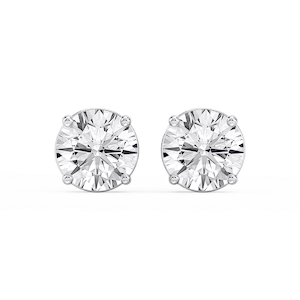 Round Lab Grown Diamond Classic Four Prong Stud Earrings