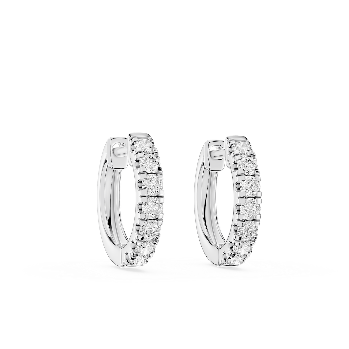 Round Lab Grown Diamond Four Prong Hinge Hoop Earrings