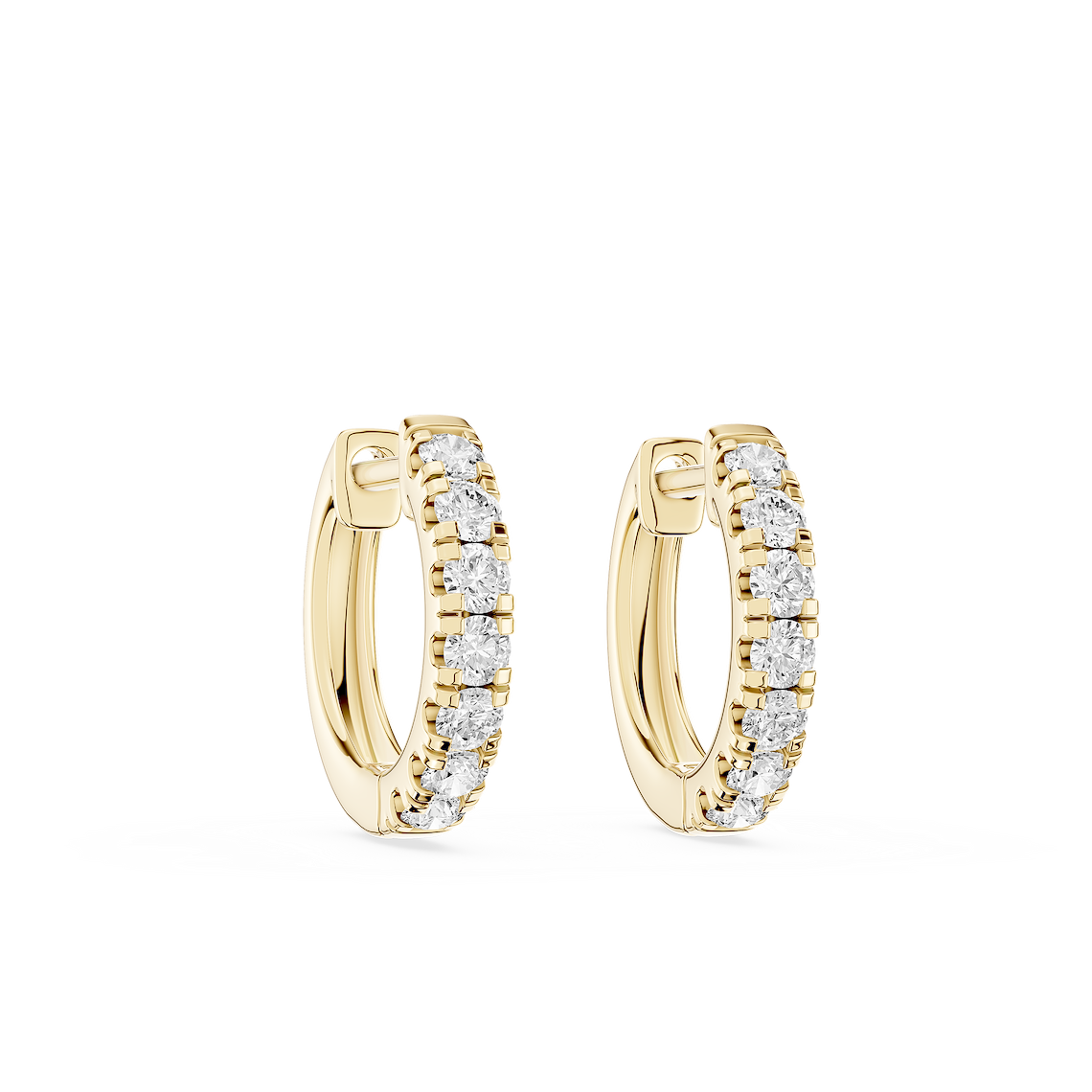 Round Lab Grown Diamond Four Prong Hinge Hoop Earrings