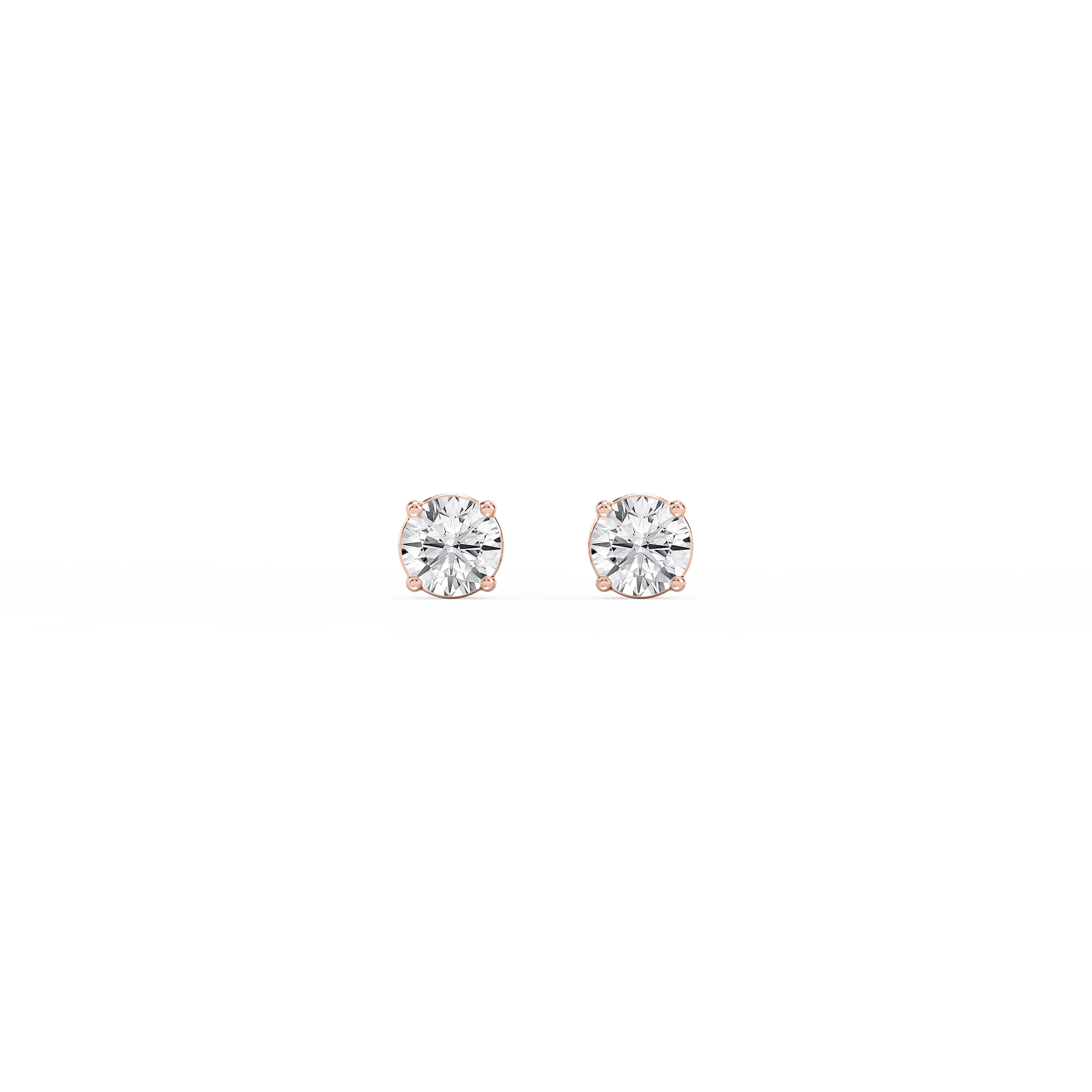 Round Certified Lab Grown Diamond Classic Four Prong Basket Threaded Stud Earrings