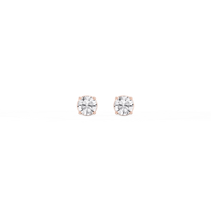 Round Certified Lab Grown Diamond Classic Four Prong Basket Threaded Stud Earrings