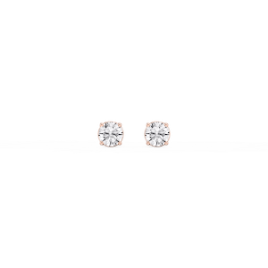 Round Lab Grown Diamond Classic Four Prong Basket Threaded Stud Earrings