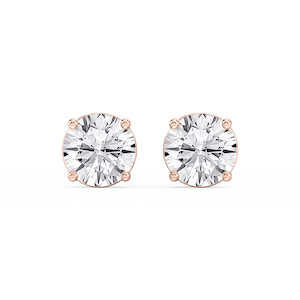 Round Lab Grown Diamond Classic Four Prong Basket Threaded Stud Earrings