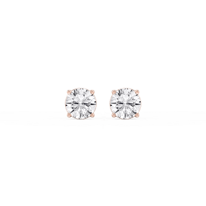 Round Lab Grown Diamond Classic Four Prong Basket Threaded Stud Earrings