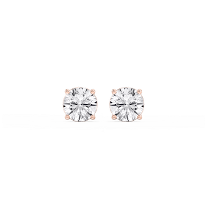 Round Lab Grown Diamond Classic Four Prong Basket Threaded Stud Earrings