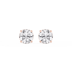 Round Lab Grown Diamond Classic Four Prong Basket Threaded Stud Earrings