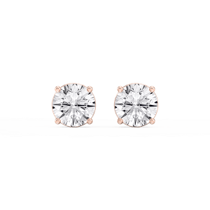 Round Lab Grown Diamond Classic Four Prong Basket Threaded Stud Earrings