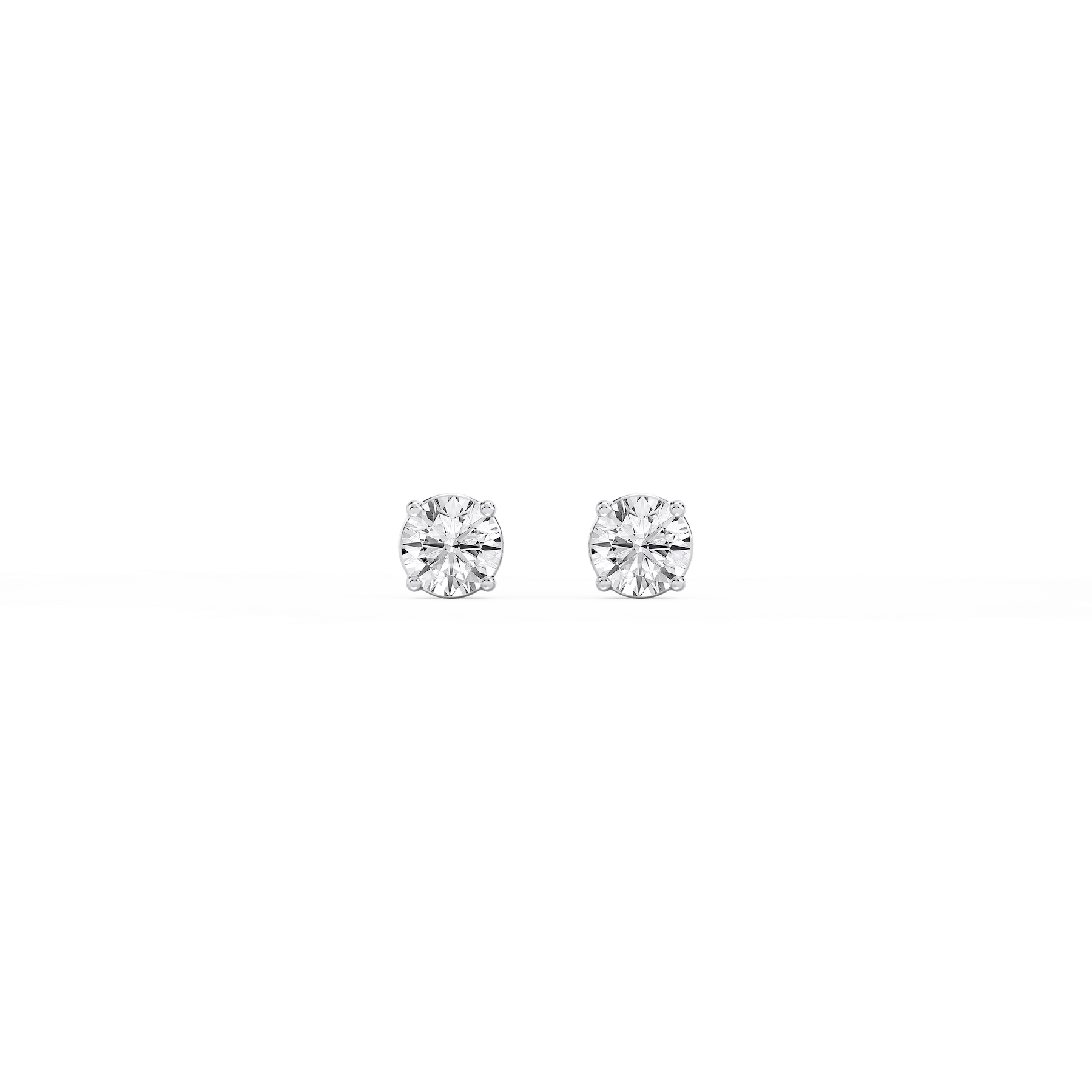 Round Certified Lab Grown Diamond Classic Four Prong Basket Threaded Stud Earrings