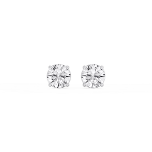 Round Lab Grown Diamond Classic Four Prong Basket Threaded Stud Earrings