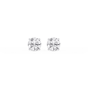 Round Lab Grown Diamond Classic Four Prong Basket Threaded Stud Earrings