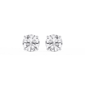 Round Lab Grown Diamond Classic Four Prong Basket Threaded Stud Earrings