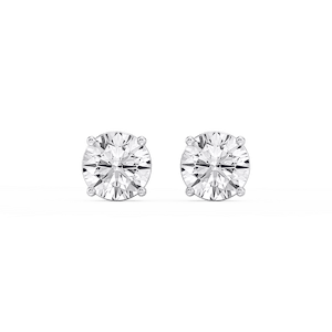 Round Lab Grown Diamond Classic Four Prong Basket Threaded Stud Earrings
