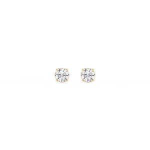 Round Lab Grown Diamond Classic Four Prong Basket Threaded Stud Earrings
