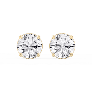 Round Lab Grown Diamond Classic Four Prong Basket Threaded Stud Earrings