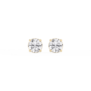 Round Lab Grown Diamond Classic Four Prong Basket Threaded Stud Earrings