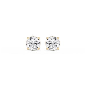Round Lab Grown Diamond Classic Four Prong Basket Threaded Stud Earrings