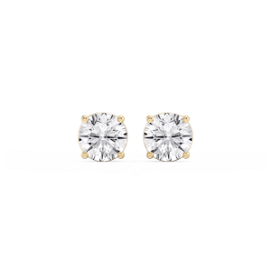 Round Lab Grown Diamond Classic Four Prong Basket Threaded Stud Earrings