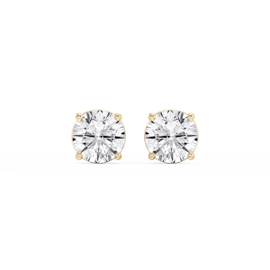 Round Lab Grown Diamond Classic Four Prong Basket Threaded Stud Earrings