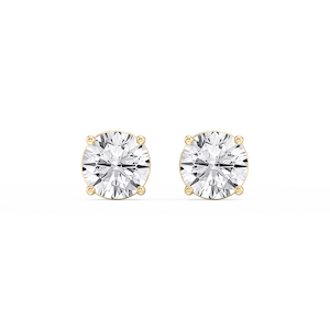 Round Lab Grown Diamond Classic Four Prong Basket Threaded Stud Earrings