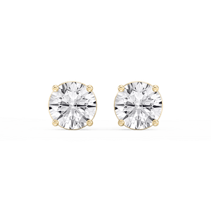 Round Lab Grown Diamond Classic Four Prong Basket Threaded Stud Earrings