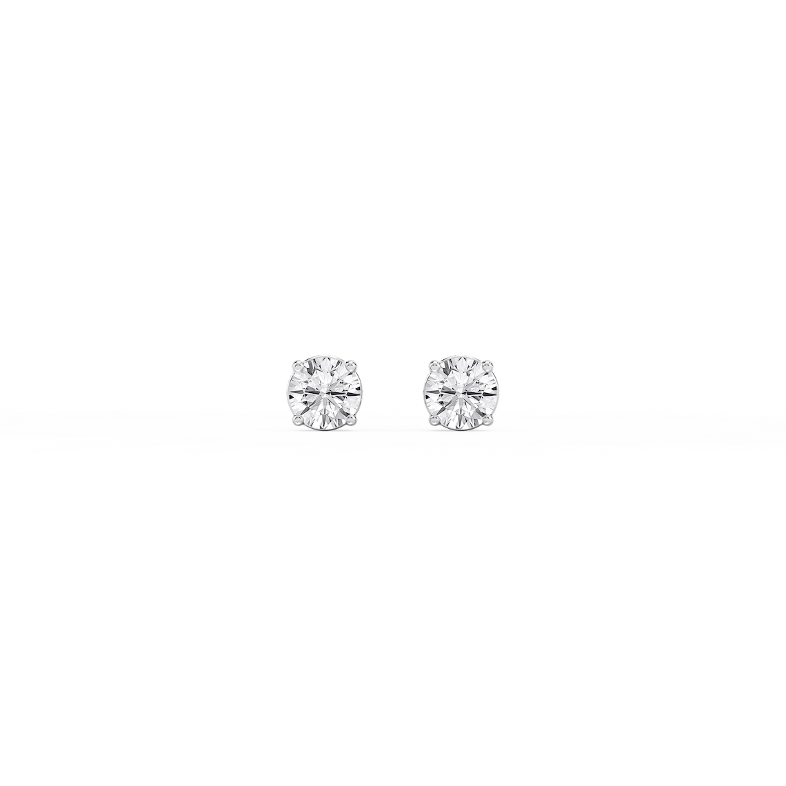 Round Lab Grown Diamond Classic Four Prong Threaded Back Stud Earrings