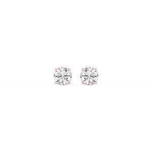 Round Lab Grown Diamond Classic Four Prong Threaded Back Stud Earrings