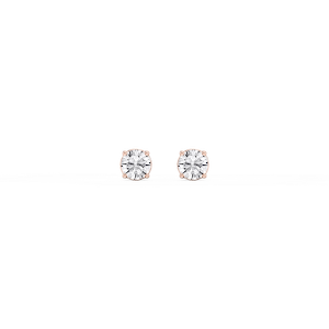 Round Lab Grown Diamond Classic Four Prong Threaded Back Stud Earrings