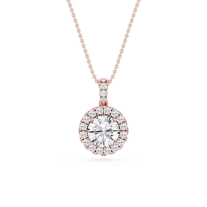 Round Lab Grown Diamond Halo Diamond Bail Solitaire Pendant - 16 to 18 Inches