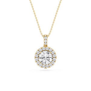 Round Lab Grown Diamond Halo Diamond Bail Solitaire Pendant - 16 to 18 Inches