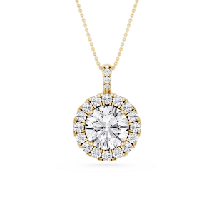Round Lab Grown Diamond Halo Diamond Bail Solitaire Pendant - 16 to 18 Inches