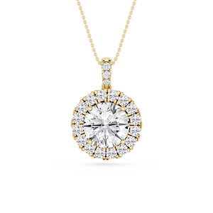 Round Lab Grown Diamond Halo Diamond Bail Solitaire Pendant - 16 to 18 Inches