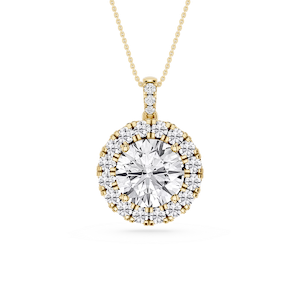 Round Lab Grown Diamond Halo Diamond Bail Solitaire Pendant - 16 to 18 Inches