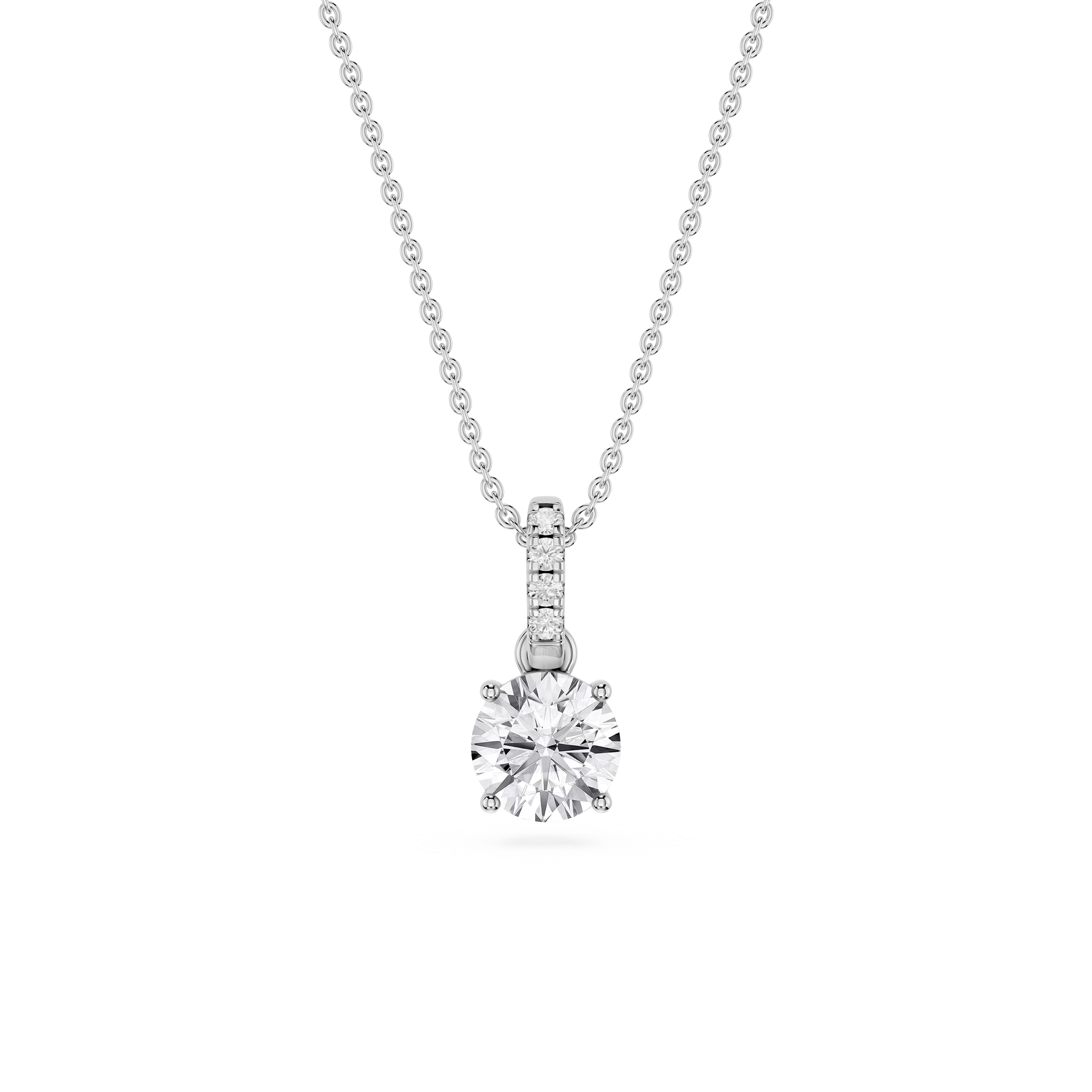 Round Lab Grown Diamond Hidden Halo Pendant - 16 to 18 Inches