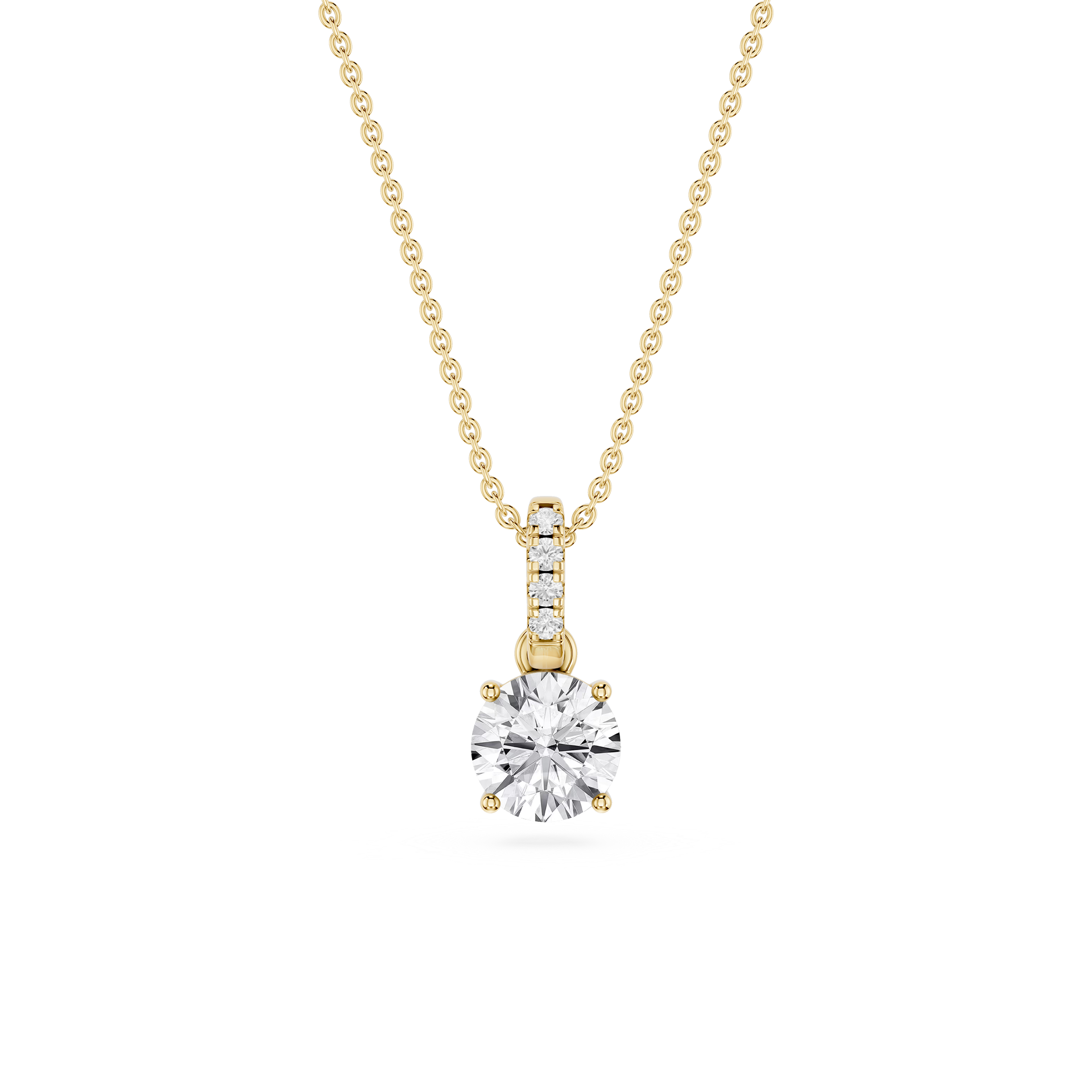 Round Lab Grown Diamond Hidden Halo Pendant - 16 to 18 Inches
