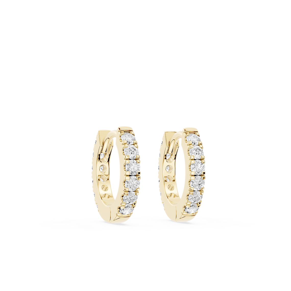 Round Lab Grown Diamond Hinge Huggie Hoop Earrings