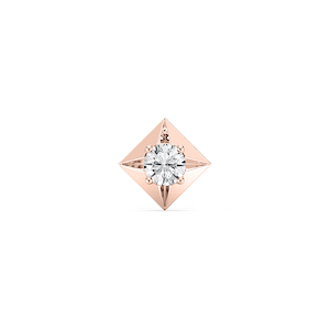 Round Lab Grown Diamond Kite-Shaped Bezel Single Stud Earring