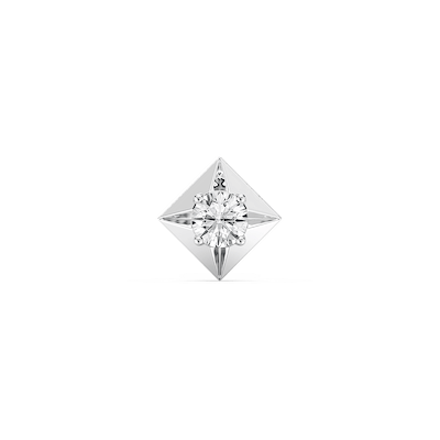 Round Lab Grown Diamond Kite-Shaped Bezel Single Stud Earring