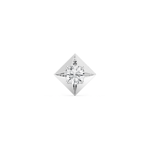 Round Lab Grown Diamond Kite-Shaped Bezel Single Stud Earring