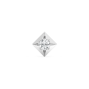Round Lab Grown Diamond Kite-Shaped Bezel Single Stud Earring